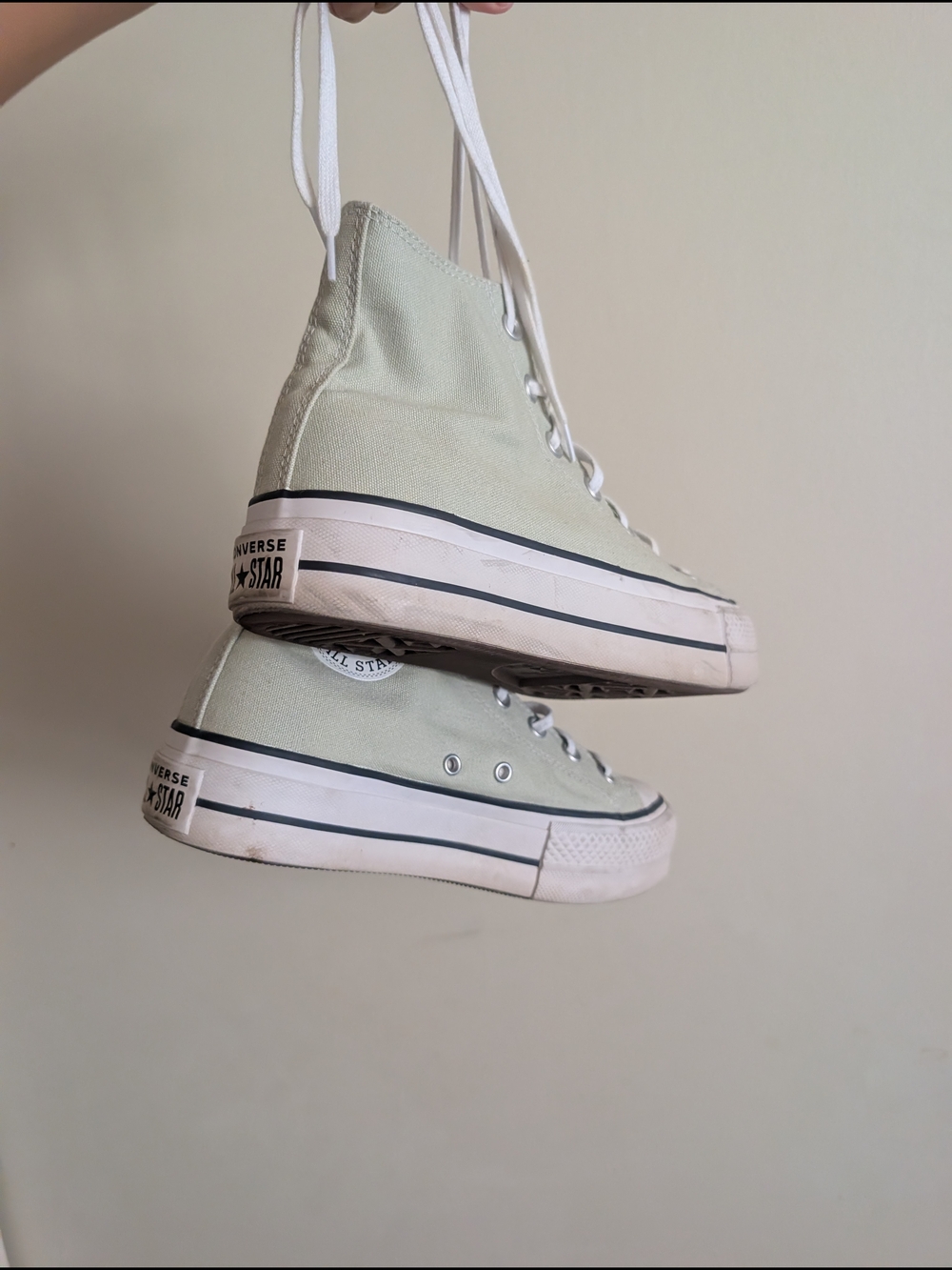 Converse High Top Sneakers in Pale Sage Green - Picture 4 of 8